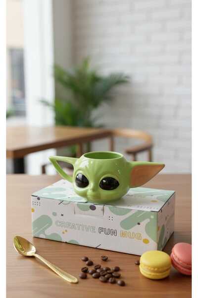 Wolawood Özel Üretim 3D Baby Yoda Seramik Kupa Bardak 1 Adet Anahtarlık Hediy...