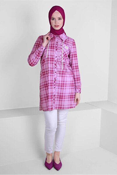 Alvina قميص تونيك منقوش برباط على الياقة 43702