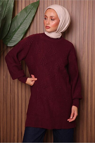 TRENDTESETTÜR Women's Burgundy Knit Tunic t 0207