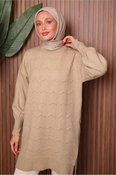 TRENDTESETTÜR Women's Beige Knit Tunic t 1107