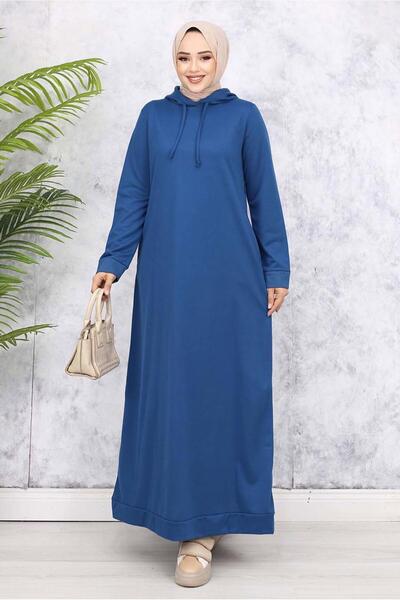TRENDTESETTÜR ROCHIE DE DAMA ALBASTRU ÎNCHIS (INDIGO) CU GLUGĂ T 2405