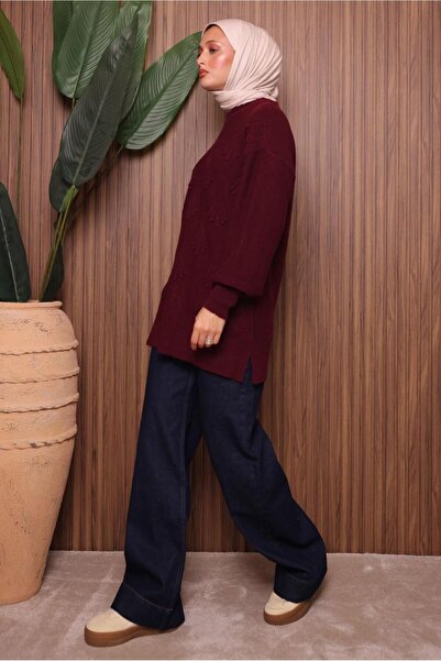 TRENDTESETTÜR Women's Burgundy Knit Tunic t 0207