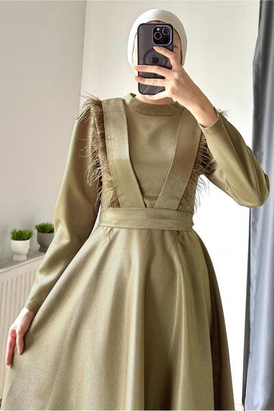 TRENDTESETTÜR WOMEN BEIGE (K.BEIGE) FEATHER BELT DRESS T 9695