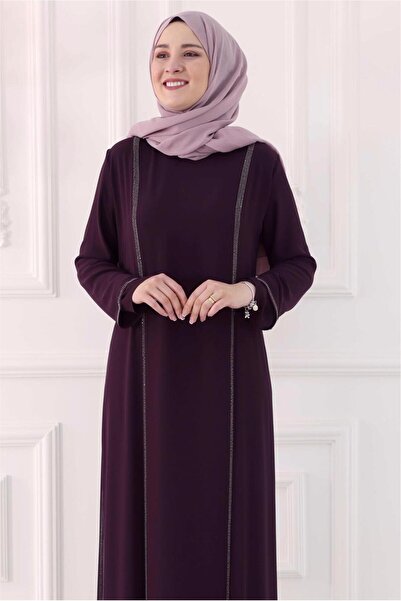 TRENDTESETTÜR Women's Plum Stoned Evening Dress - T 0921