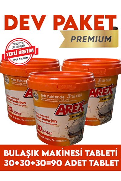 AREX Bulaşık Makinesi Tableti 30+30+30=90Yıkama (3 KUTU)
