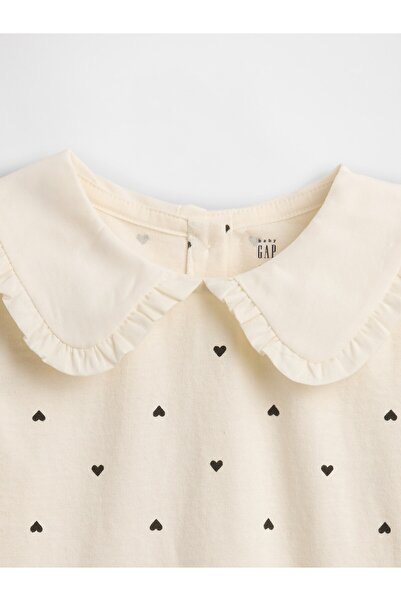 GAP Kız Bebek Krem Sailor Yaka Uzun Kollu T-Shirt