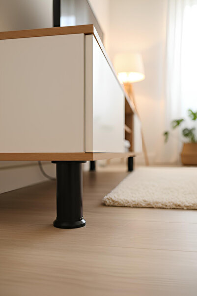 Badem10 Picioare reglabile din plastic negru, 12 cm, pentru dulap, mobilă, bancă, picior de ridicare