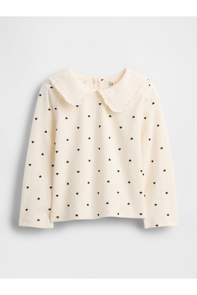 GAP Kız Bebek Krem Sailor Yaka Uzun Kollu T-Shirt