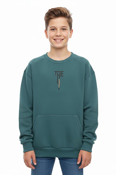 NEWKİDS Kanguru Cepli Bisiklet Yaka Erkek Çocuk Sweatshirt