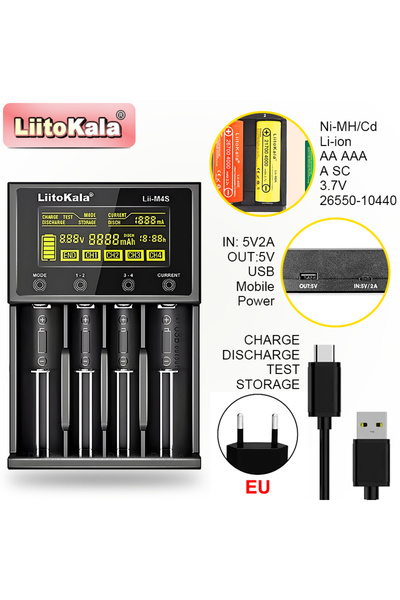 Choice4 شاحن بطارية LiitoKala Lii-M4S-5V 2A-EU LiitoKala Lii-M4 Lii-M4S 5V بم...