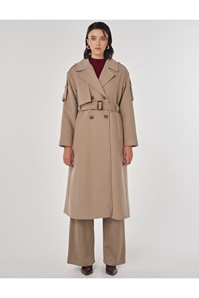 Kayra Belted Stamped Coat Mink