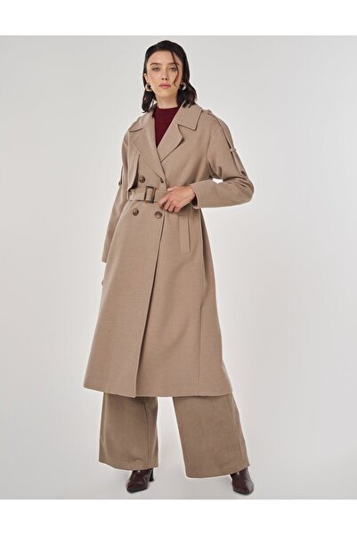 Kayra Belted Stamped Coat Mink