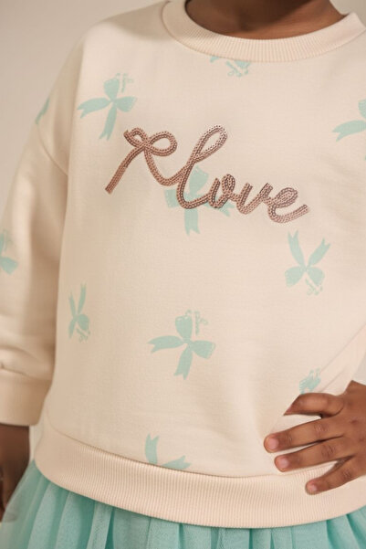 Minipodyum Κοριτσίστικο φόρεμα με παγιέτες εποχιακό μακρυμάνικο τούλι