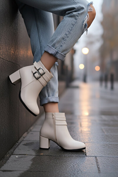 Santamarina Cizme scurte Hermina Beige Skin cu cataramă dublă