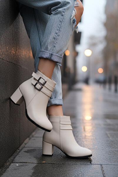 Santamarina Cizme scurte Hermina Beige Skin cu cataramă dublă