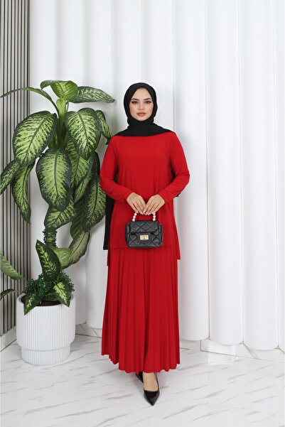 NİSUM MODA Pleated Skirt Sandy Set