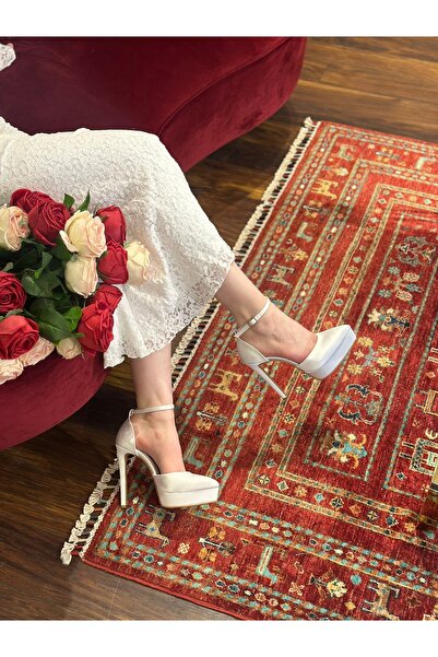 MARCATELLI Beyaz Saten Davin Platform Gelin Ayakkabısı