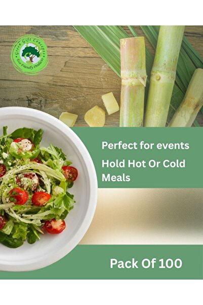 Green Gift Concepts -100 pc of 9" Biodegradable Plates Eco-Friendly, Compostable & Durable Disposable Plates