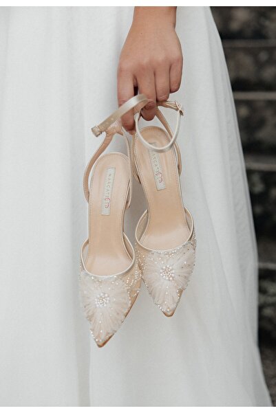 MARCATELLI Şampanya Saten Rosa Topuklu Ayakkabı