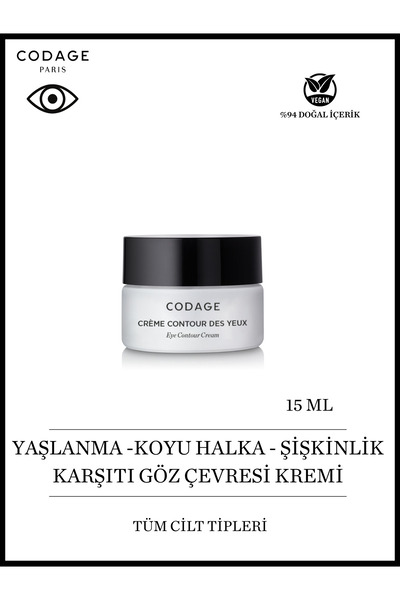Codage Eye contour Cream - Yaşlanma Karşıtı, Göz altı torbası ve Koyu Halka Karşıtı Göz Çevresi Kremi 15 ML
