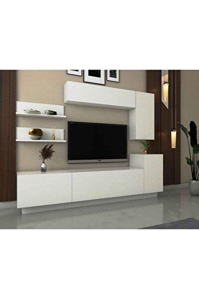 Stylish Home طاولة ومكتبة تلفزيون جدارية ابيض - venus