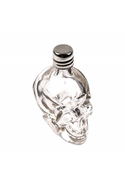 PUFO bottle with skull-shaped stopper, for drinks, 50 ml, transparent
