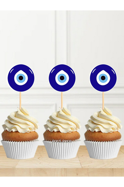 parti pera Nazar Boncuğu Cupcake Kürdan Süsü 15 Adet