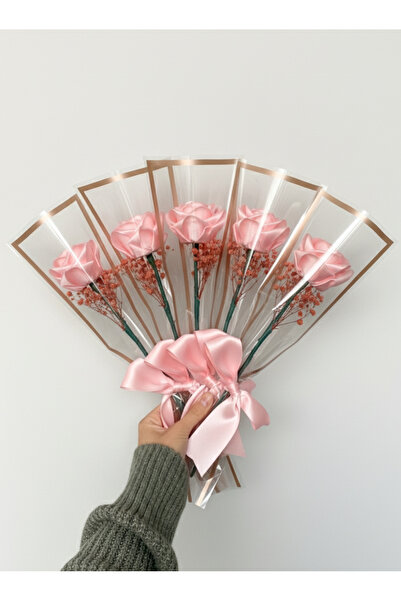 Buketim Seninle 5 Adet Tekli Pembe Solmayan Gül, Hediyelik