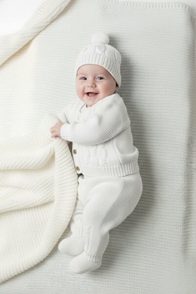 Çocuksan Baby&Kids Wear طقم أطفال محبوك باللون الأبيض للجنسين - 3-6 أشهر 2023000059 -4083