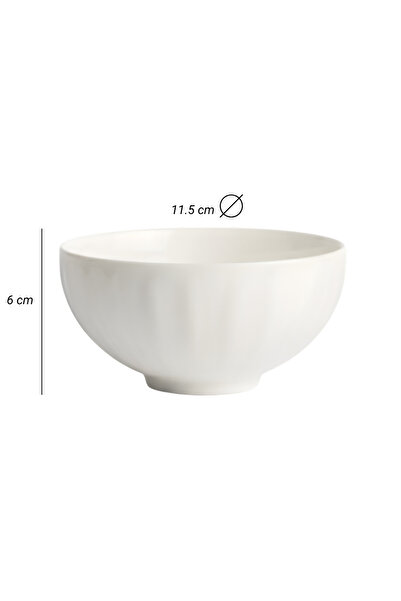 SUPPLIER White Ceramic Rice Bowls Set of 6-Piece, 11.5 cm Diameter, 6 cm Height