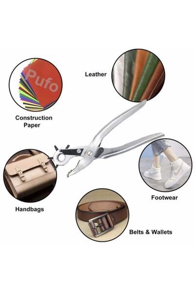 PUFO 3 piece set, staple pliers, pre-cut, fix rings with staples, for drilling belts, clothing items