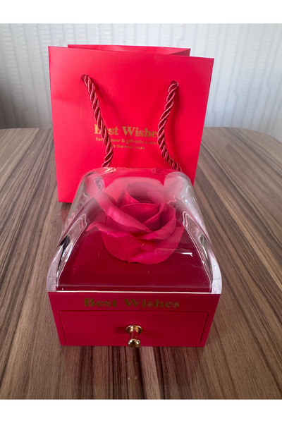 aysequlce Kırmızı Güllü Yüzük Kutusu – Şık ve Zarif Tasarım (Özel Poşetinde) - evlilik teklifi- hediye