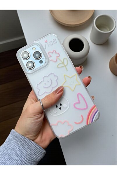 KVK PRİVACY iPhone 16 Pro Max Uyumlu Nice Buzlu Görünüm Pastel Desenli Şeffaf...