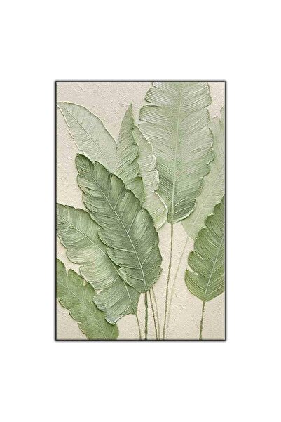 tablodekor YEŞİL TONLU BÜYÜK YAPRAKLAR ORİJİNAL YAĞLI BOYA TABLO