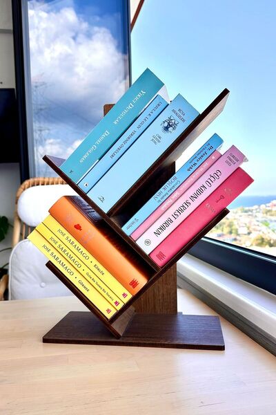 Vigo Wood Geometrik Masaüstü Ağaç Kitaplık-MK20