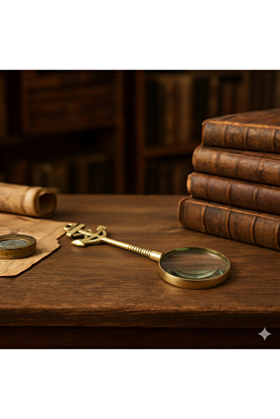 Livava Лупа з ручкою з рисового дерева, золота, 24x8