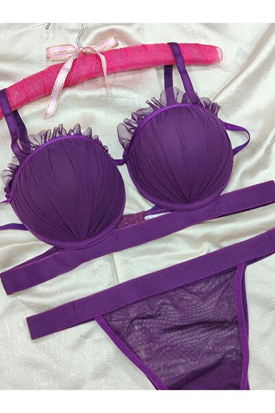 Love Angels İstiridye Model Tam Dolgulu Destekli Sütyen Külot Takım - Kadın İç Giyim