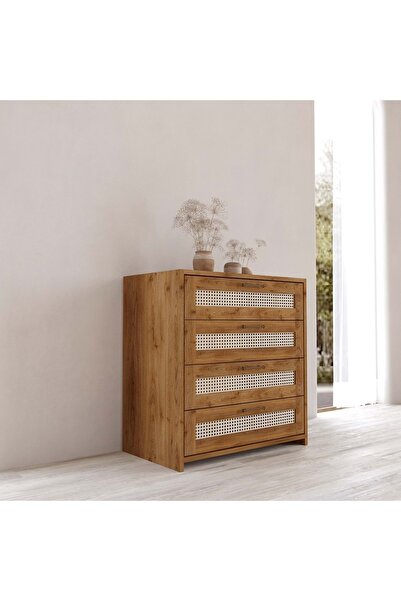 RENAZZO Padova Ceviz Hazeran Şifonyer 4 Çekmece