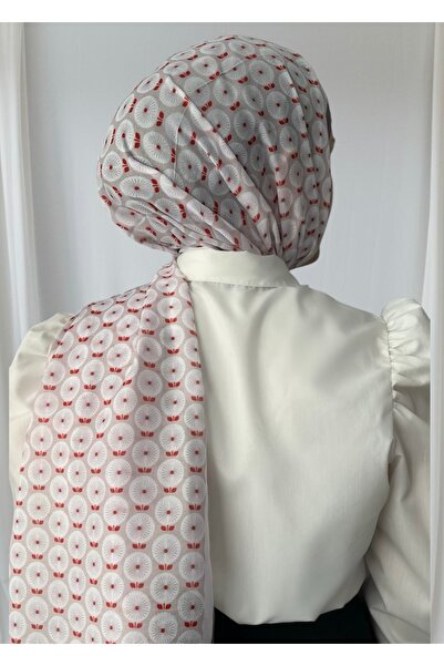 ESSLERA Gray Soft Shawl with Floral Pattern