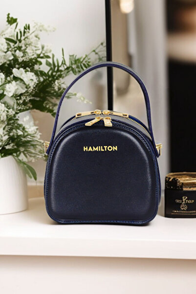 HAMILTON Curea reglabilă originală bleumarin cu cataramă și detaliu cu dungi genți de umăr și crossbody elegante pentru femei