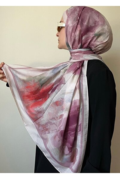 ESSLERA Ροζ μαλακό σάλι με μοτίβο τριαντάφυλλου