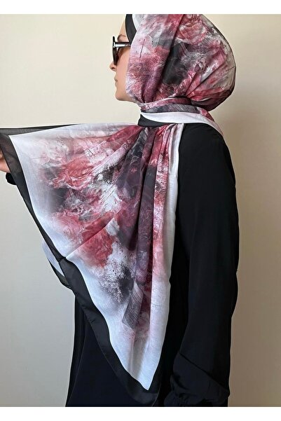 ESSLERA Rose Patterned Black Soft Shawl