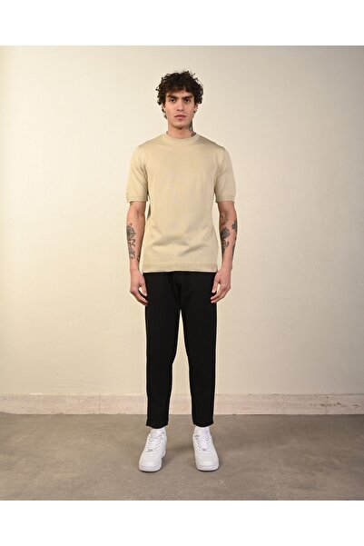 İLKCET MODA Basic Ανδρικό Πλεκτό T-Shirt - Slim Fit
