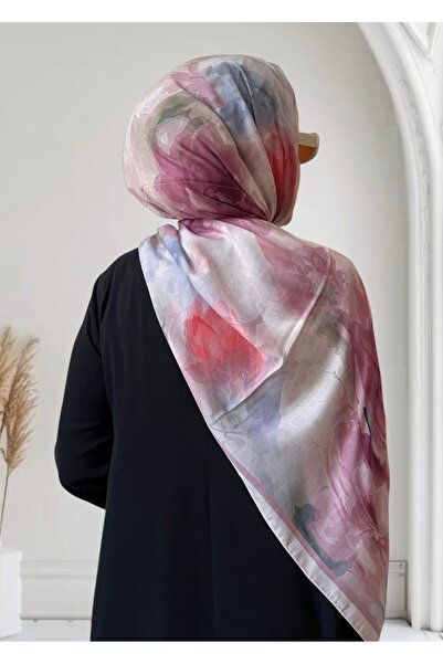 ESSLERA Ροζ μαλακό σάλι με μοτίβο τριαντάφυλλου