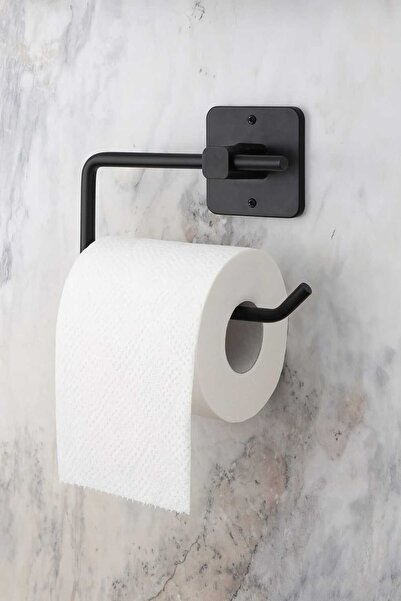 Home Suport pentru hârtie igienică pătrat adeziv negru pentru toaletă în aer liber Suport pentru hârtie igienică pentru WC