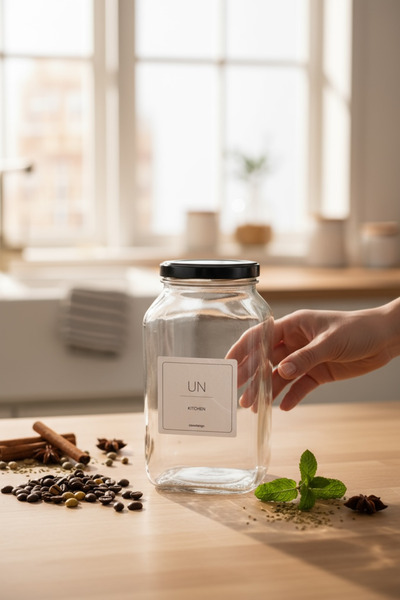 zezedesing Flour Jar Black Metal Lid Glass