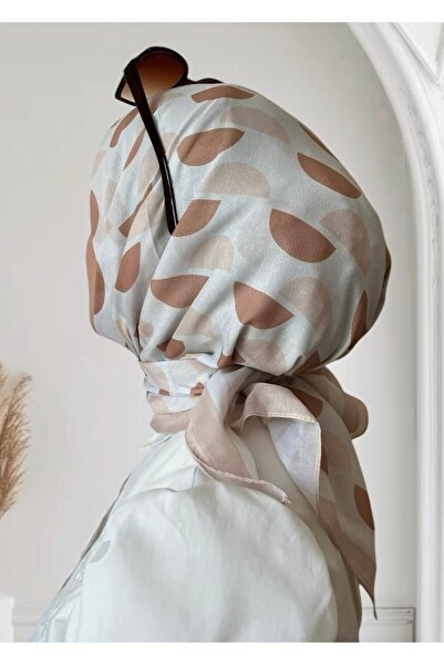 ESSLERA D Μπεζ κρεμ μαλακό κασκόλ με σχέδιο