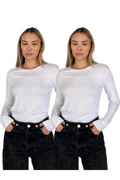 RDK Giyim Γυναικείο Σετ 2 τεμαχίων με μακρυμάνικο χτενισμένο βαμβακερό κορμάκ...