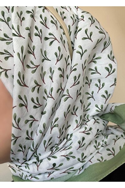 ESSLERA Μαλακό κασκόλ με μοτίβο με πράσινο φύλλο ελιάς