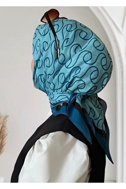 ESSLERA وشاح أزرق ناعم منقوش حلزونيًا